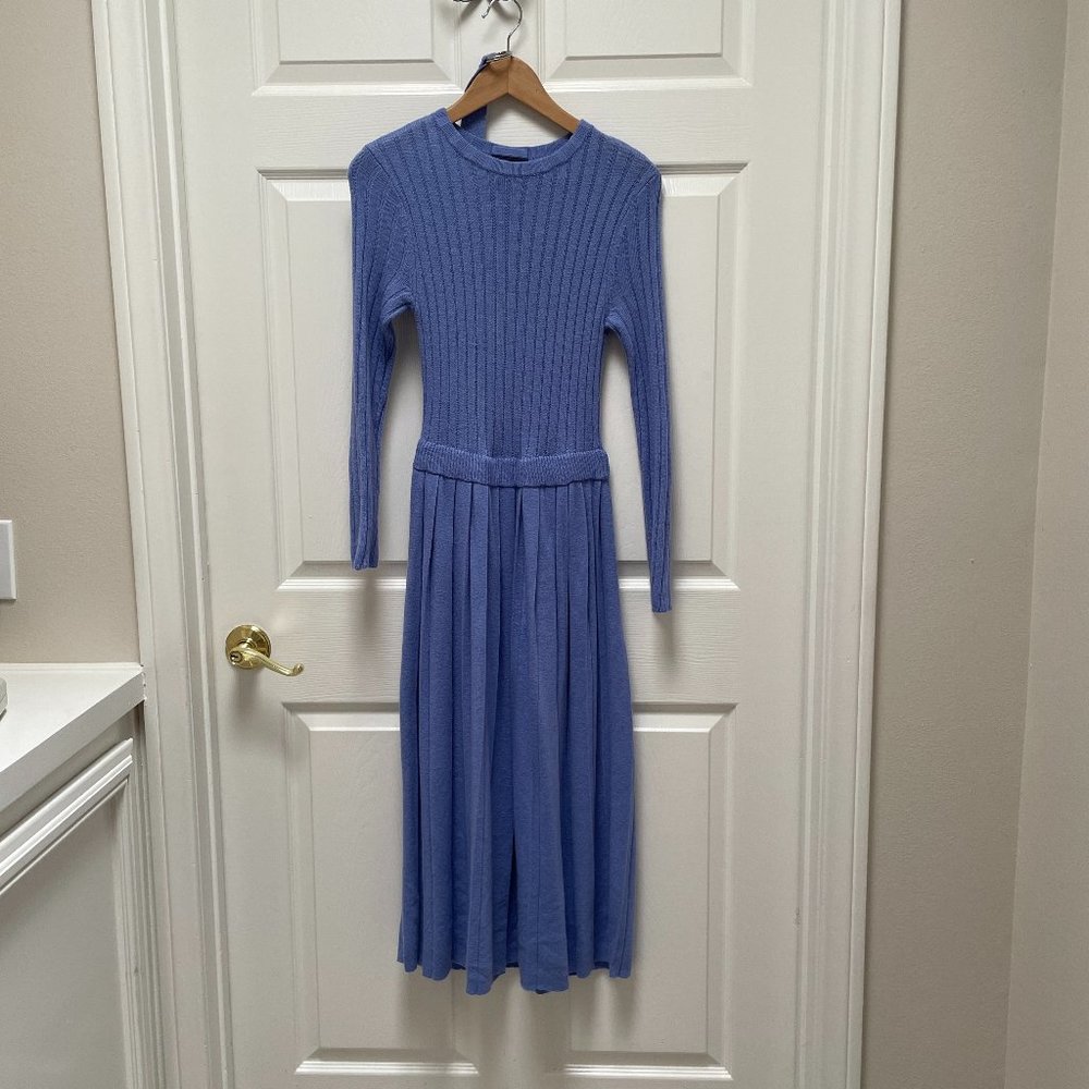 J. Crew Light Blue Pleated Sweater Dress
